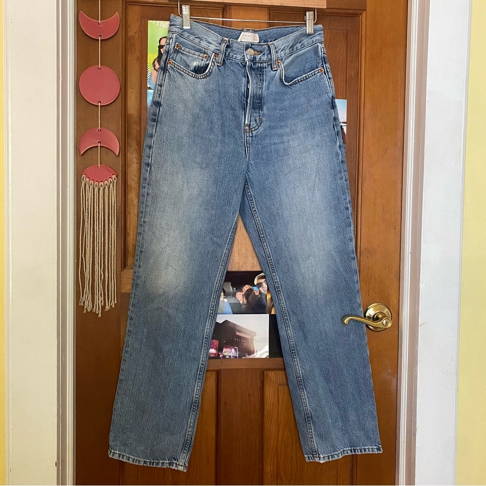 Topshop Light Blue Straight Jeans